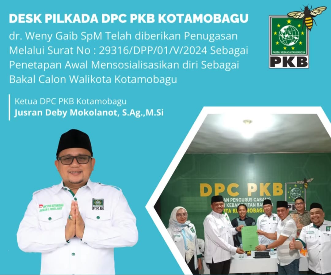 Dr. Weni Gaib sah Sebagai Balon Walikota Kotamobagu Dari Partai PKB