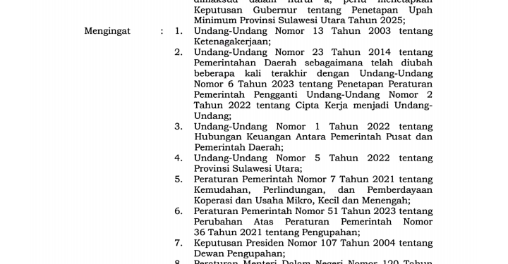 Kenaikan UMP dan UMSP Sulawesi Utara Berdasarkan Permenaker 16 Tahun 2024