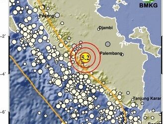 Gempa Bumi Magnitudo 5,2 Guncang Wilayah Barat Laut Lubuklinggau, Sumatera Selatan
