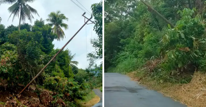 Pengguna jalan Tungoi Tanoyan Desak PLN Segera Perbaiki Tiang Listrik yang Terancam Roboh